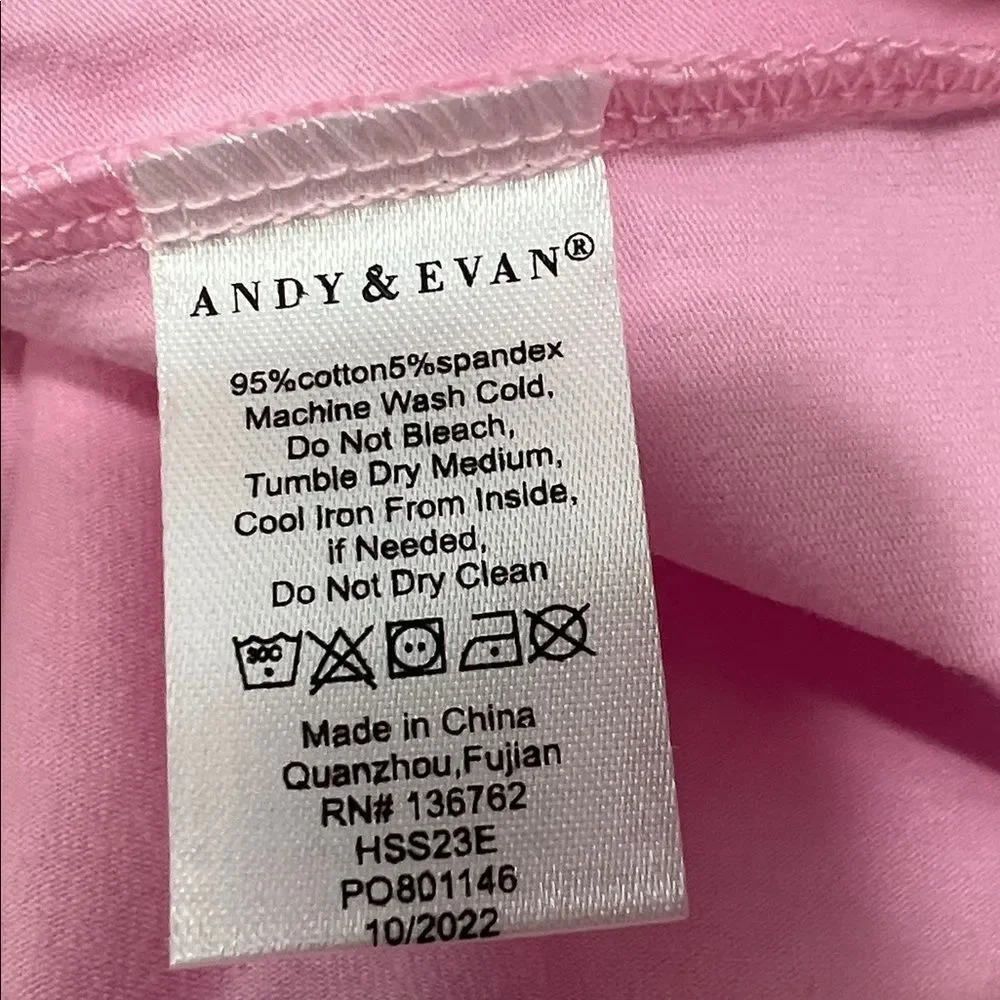 Andy And Evan pink 2-piece ruffle skirt set with shorts underneath pink palm NWT